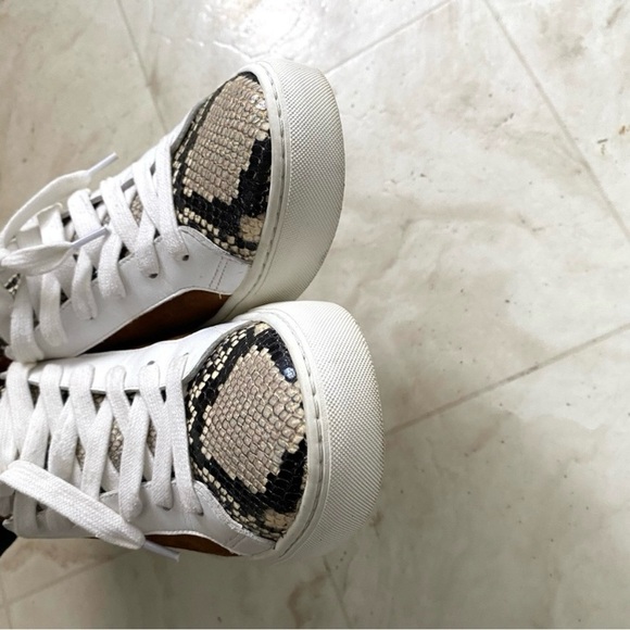 $295 Veronica Beard Bibi Pecan Brown Suede Python Leather Skater Sneakers size 9